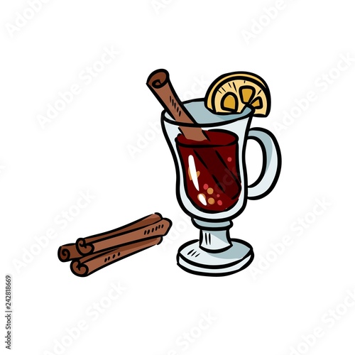 Mulled wine hand drawn vector sticker doodle