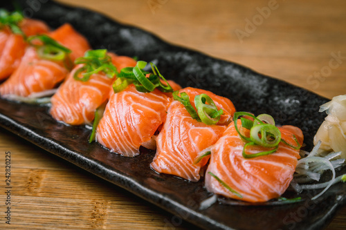 Japanese salmon sashimi isolated