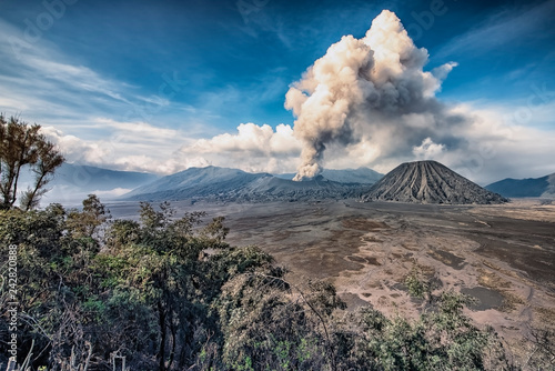 Activity at Mount Bromo in daytime photo