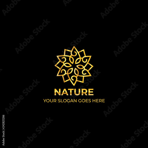 logo template nature gold color symbol luxury elegant beauty fashion boutique flower - Vector 