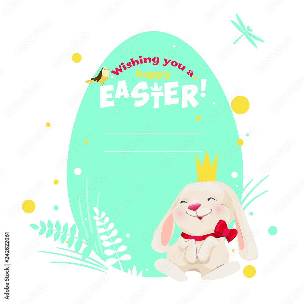 Happy Easter! Cute easter bunny. Vector illustration. Happy Easter! Cute easter bunny. Vector illustration.