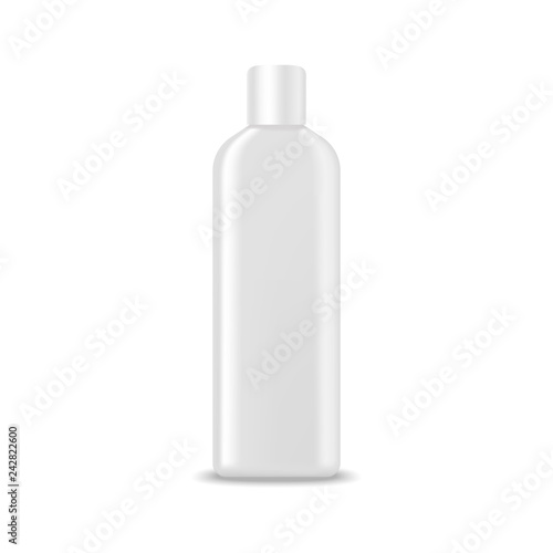 White blank bottle with cap. Shampoo, lotion, shower gel. Mock up, cosmetic package