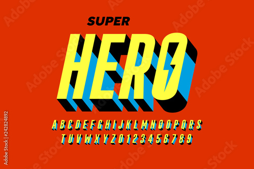 Comics style font design, alphabet letters and numbers