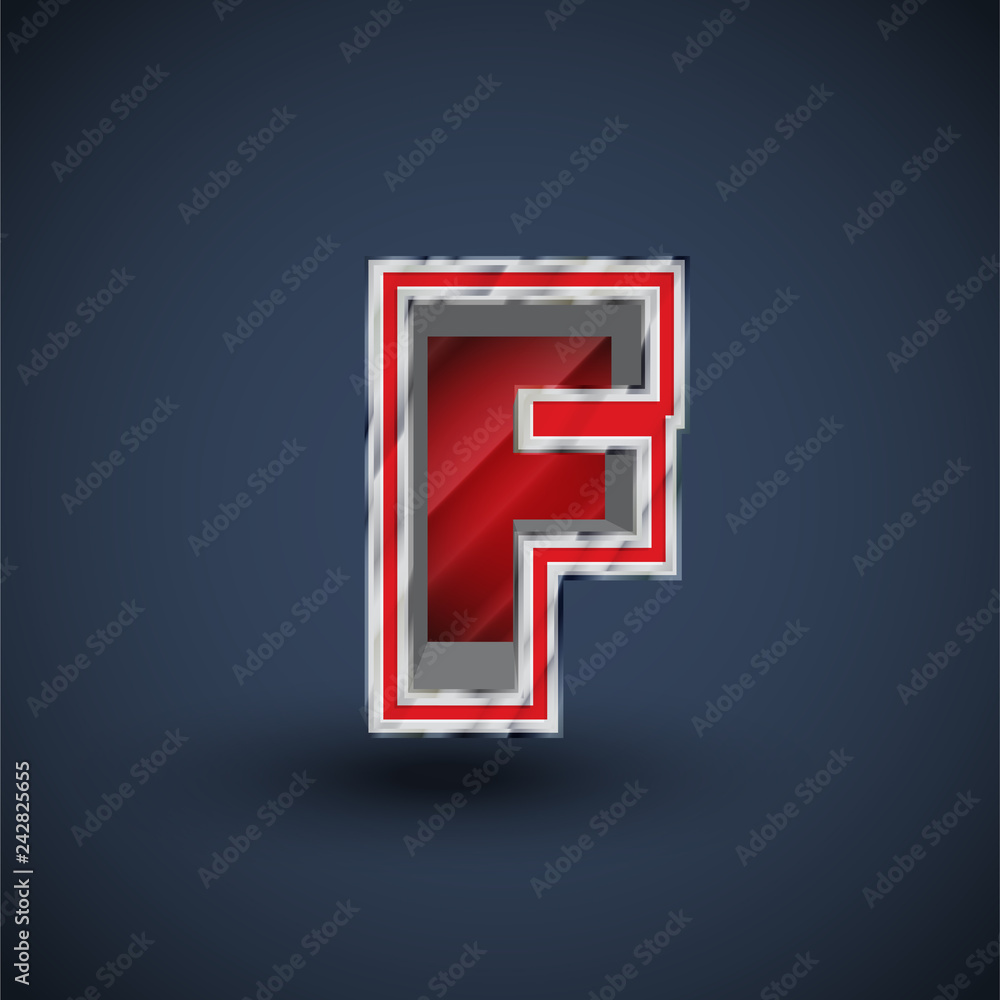 3D red steel font character, vector 3D red steel font character, vector