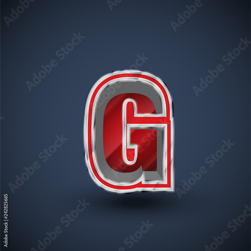 3D red steel font character, vector