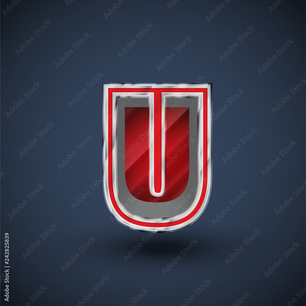 3D red steel font character, vector 3D red steel font character, vector