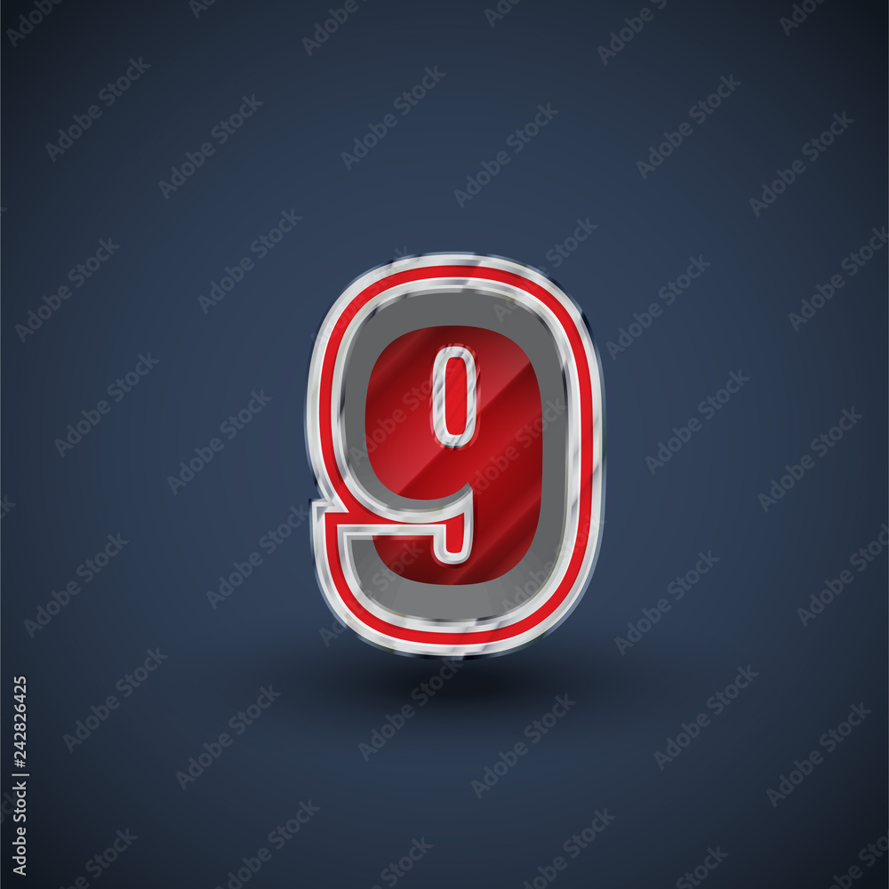 3D red steel font character, vector 3D red steel font character, vector