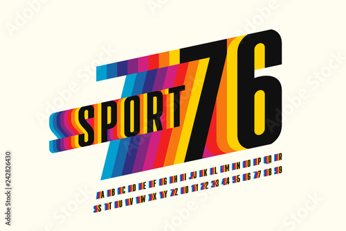 Retro sport style colorful font design