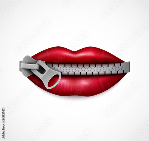 Closed Mouth Zipper Realistic 