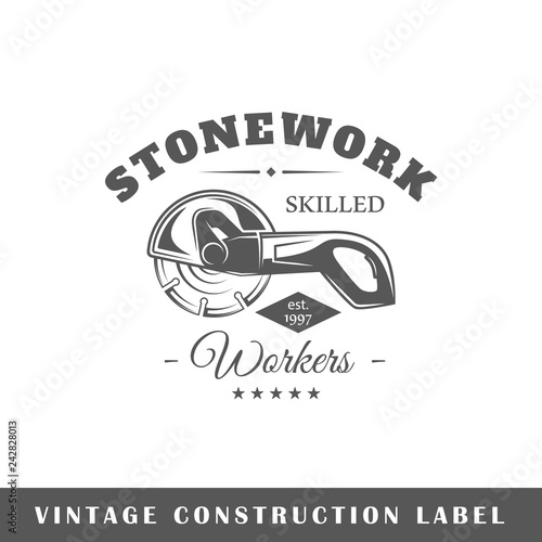 Construction label isolated on white background. Design element. Template for logo, signage, branding design. Vector illustration