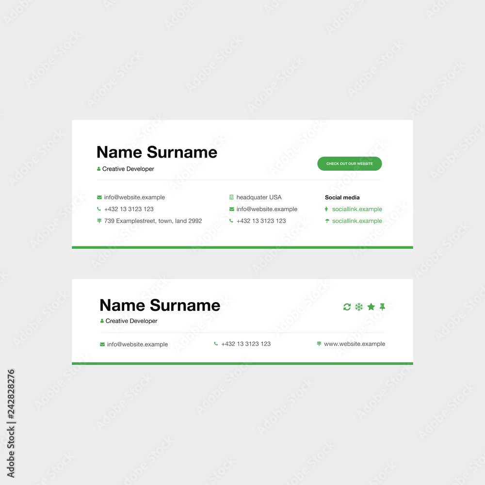 Corporate Email Signature Design Green Underlined Horizontal