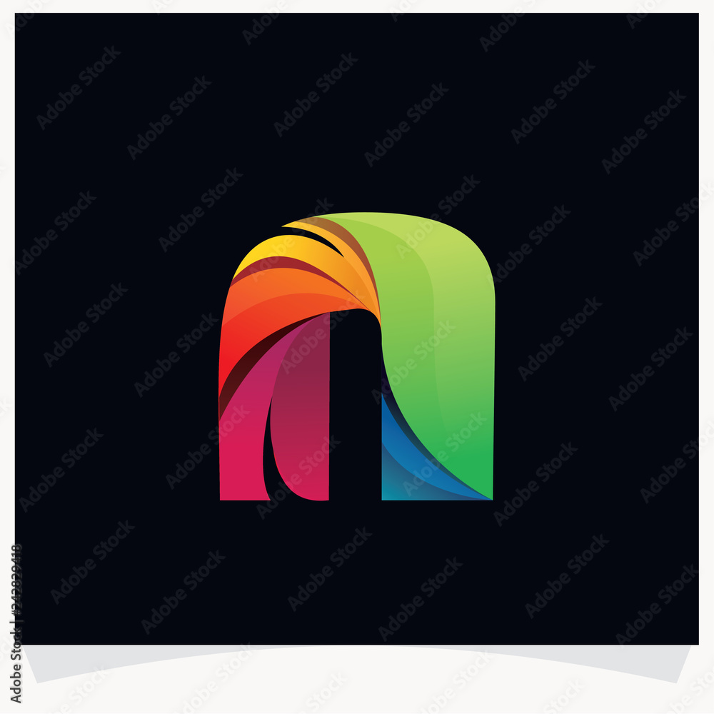 Letter N logo colorful twisted lines style. Logo designs template. Letter N logo colorful twisted lines style. Logo designs template.