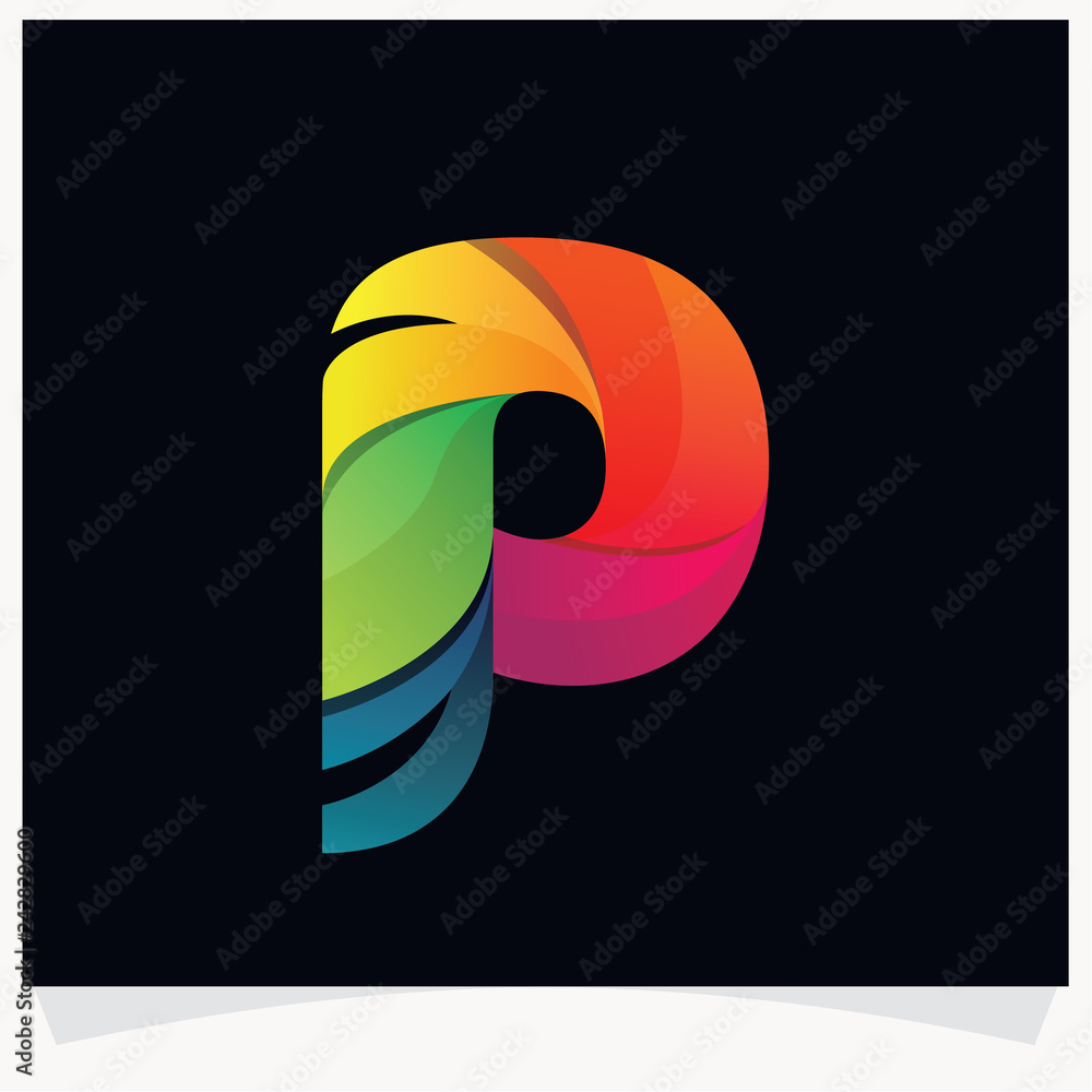 Letter P logo colorful twisted lines style. Logo designs template. Letter P logo colorful twisted lines style. Logo designs template.