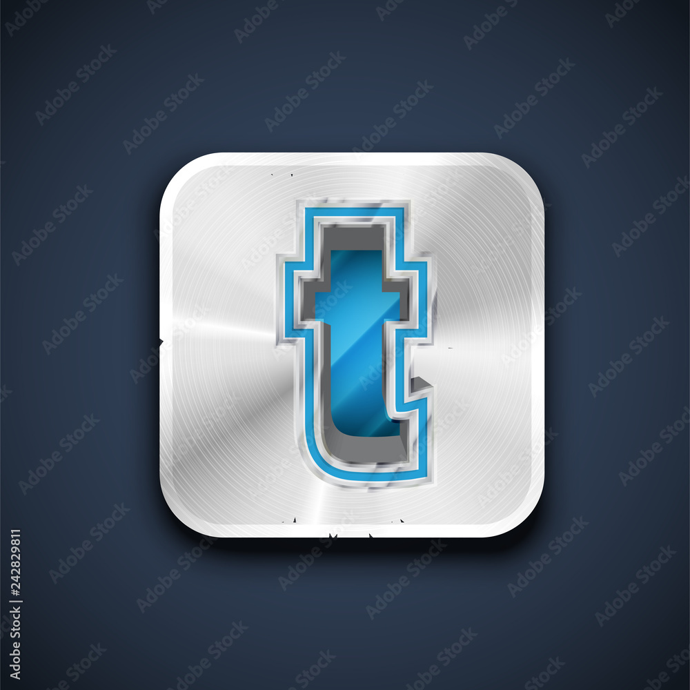 Fototapeta premium Metallic 3D character from a font set, vector illustration