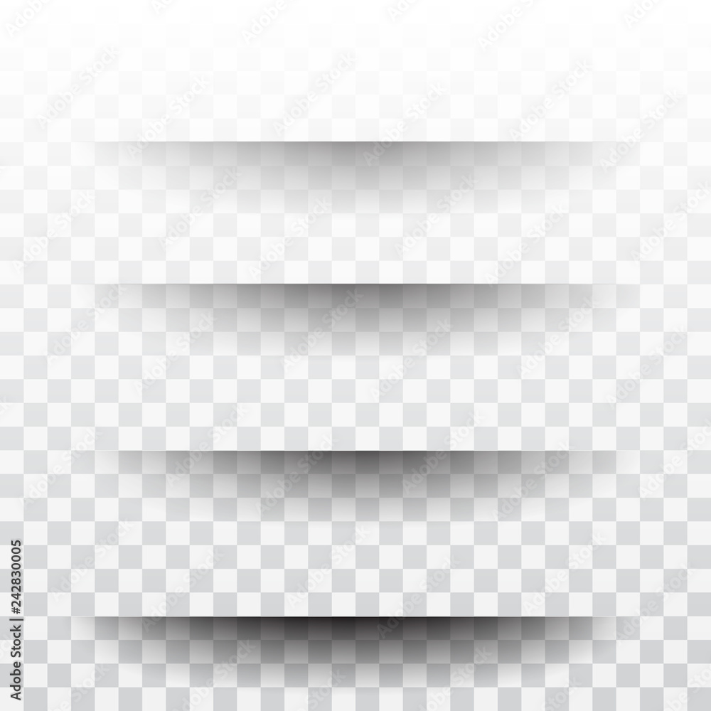 Page divider with transparent shadows isolated. Pages separation vector set.