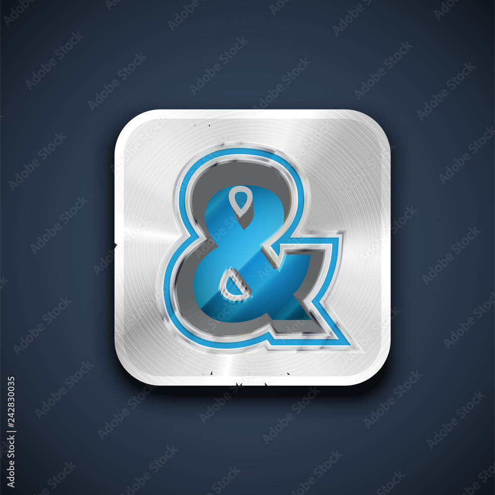 Metallic 3D character from a font set, vector illustration Metallic 3D character from a font set, vector illustration