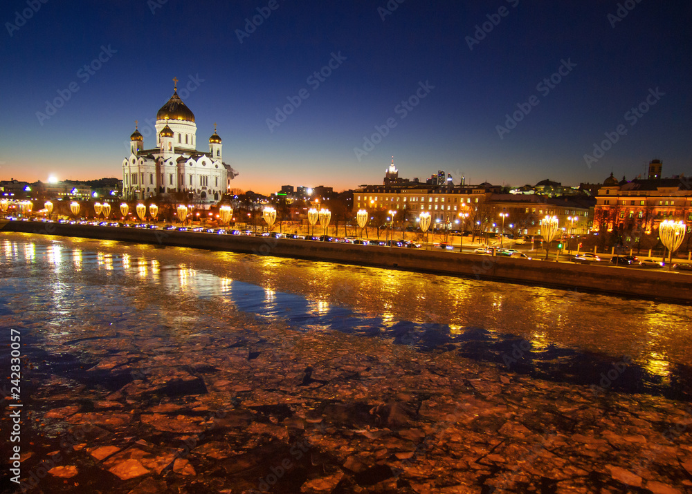 Moscow - Russia, winter panorama on the Movska river