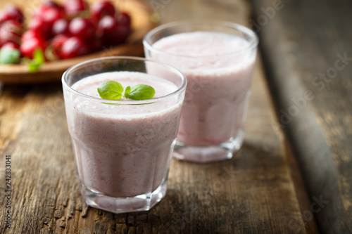 Homemade healthy cherry smoothie