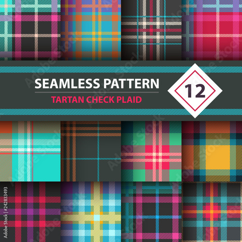 Classic tartan, Merry Christmas seamless patterns.