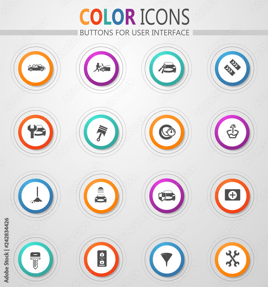 Car shop icons set Car shop icons set
