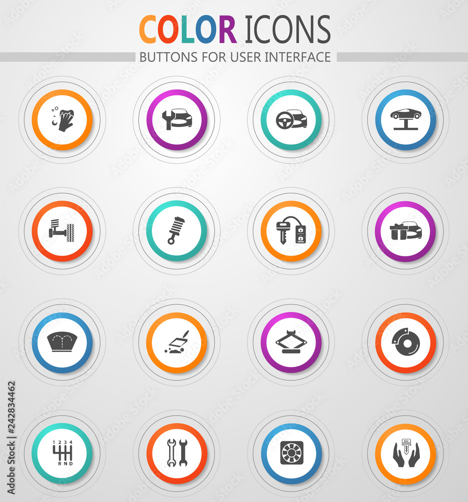 Car shop icons set Car shop icons set