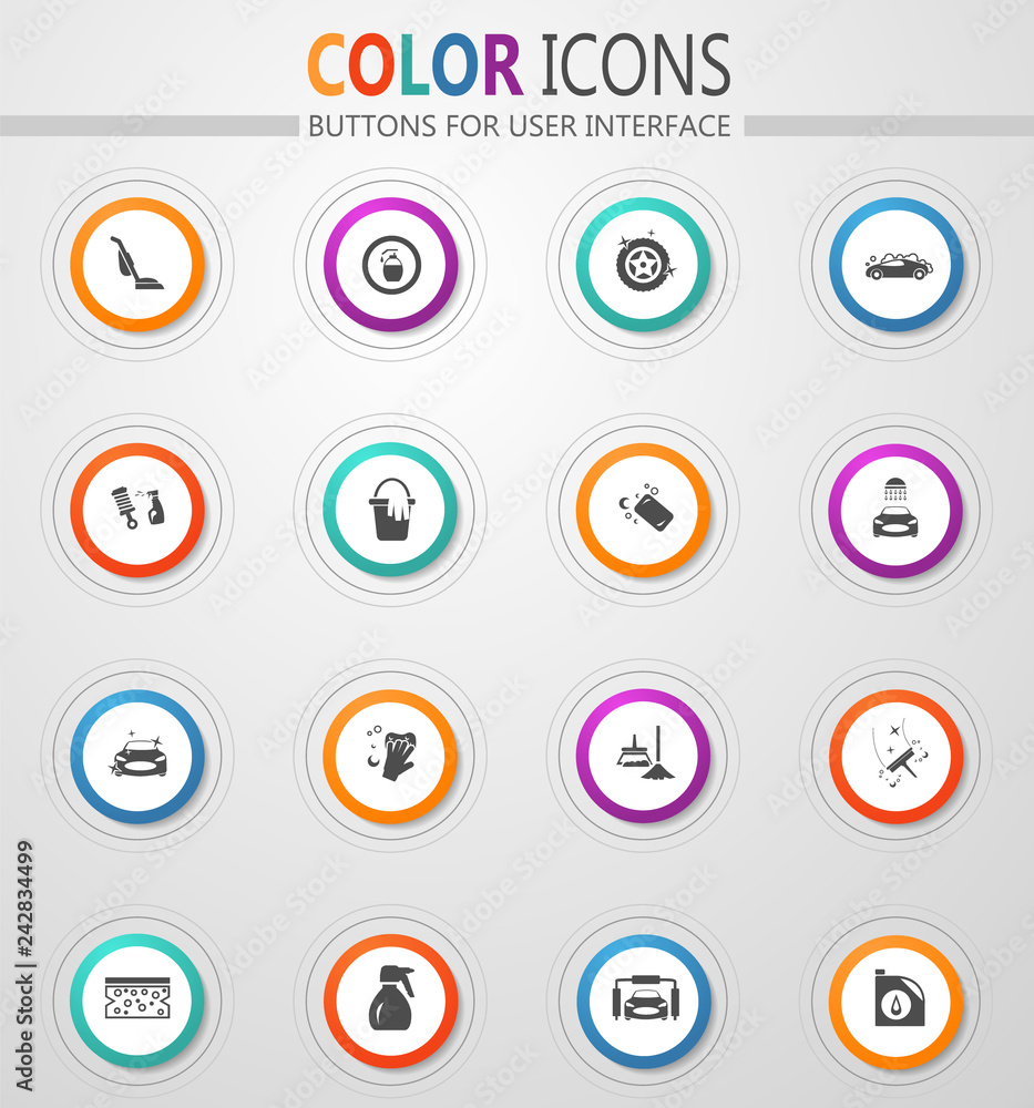 Car wash shower service icons set Car wash shower service icons set