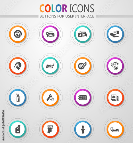 Car shop icons set