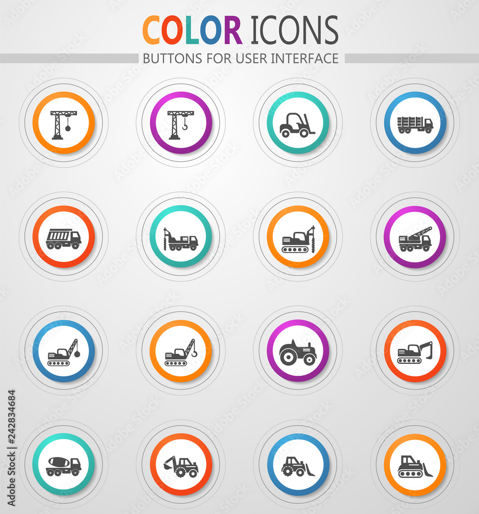 Construction transport icons set Construction transport icons set
