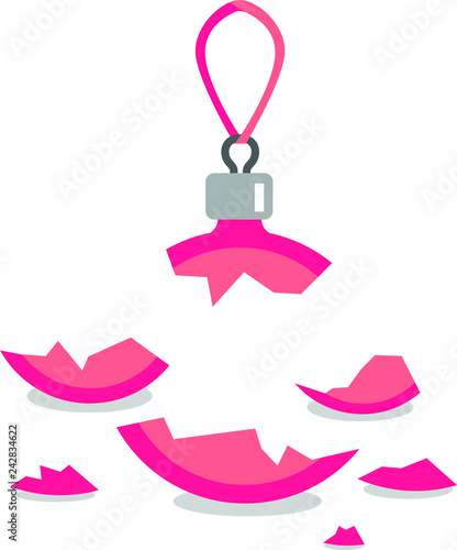 Old fashion christmass tree toy. How to glue. Many sharp splinters. Be   careful. Broken glass. Fell and crashed ball. Сrashed to smithereens. Go   piece by piece. Hang on a ribbon. New Year decoratio
