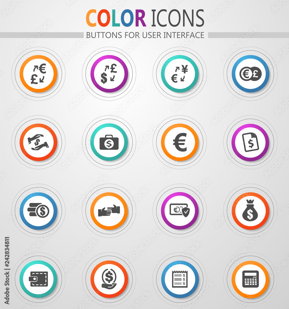 Currency exchange icons set Currency exchange icons set
