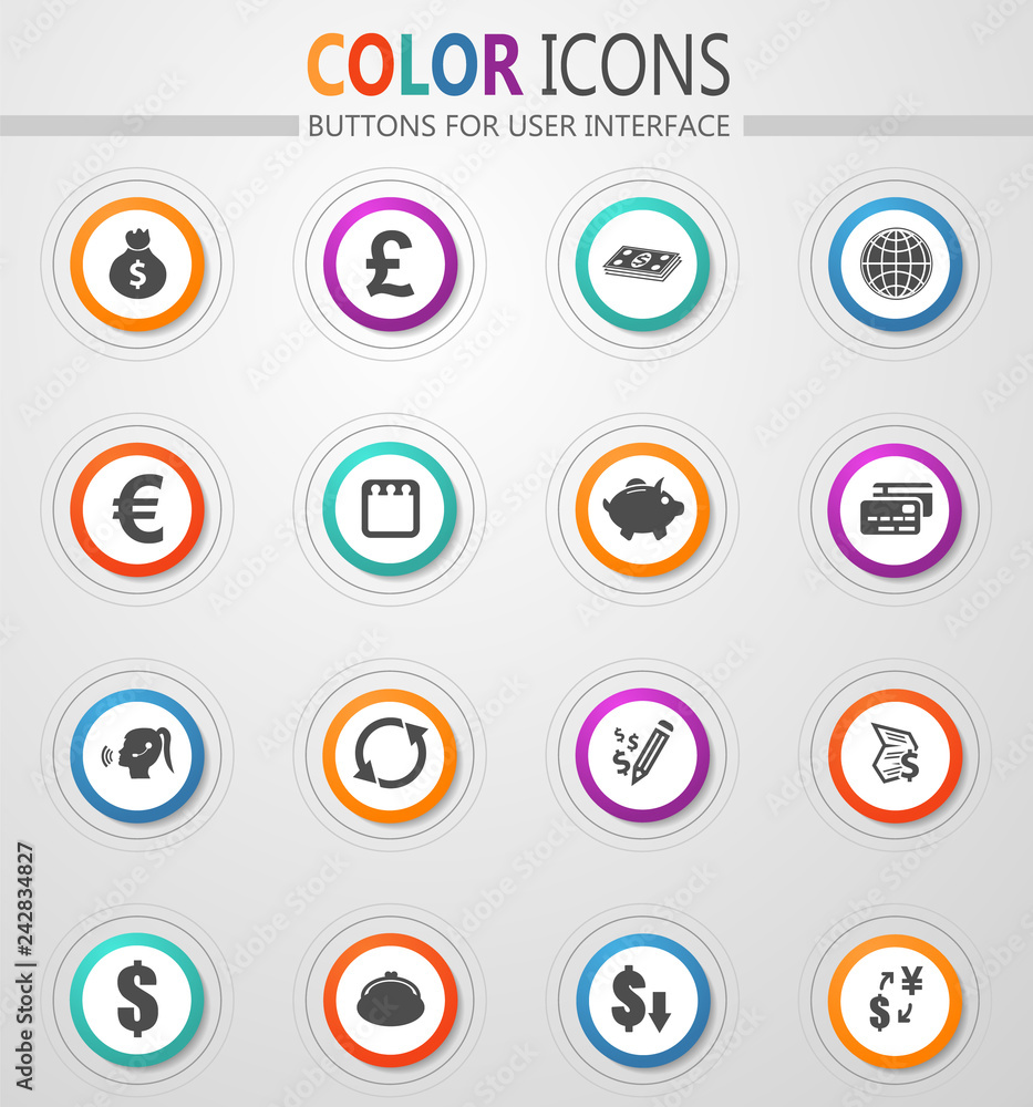 Currency exchange icons set Currency exchange icons set