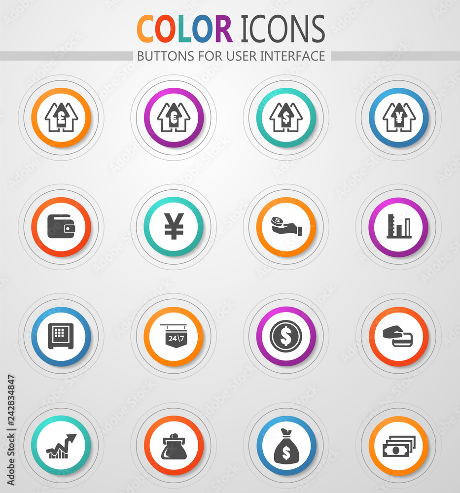 Currency exchange icons set Currency exchange icons set