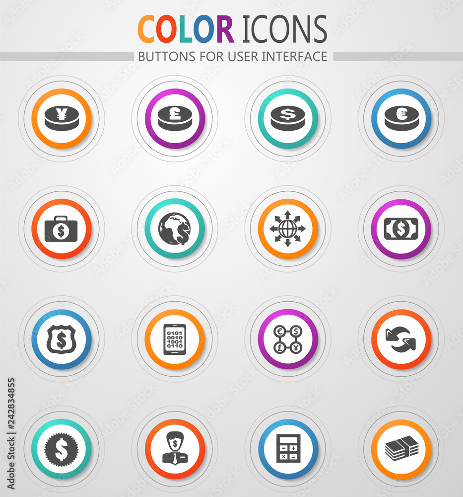 Currency exchange icons set Currency exchange icons set