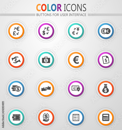 Currency exchange icons set