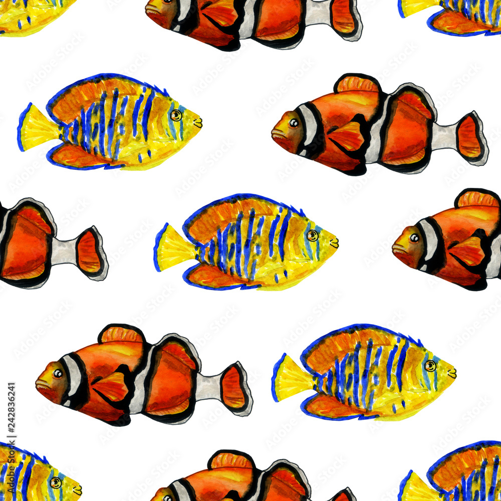 Naklejka premium tropical fish pattern