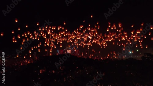 Drone tilt up sky lanterns 4k 60 Fps 