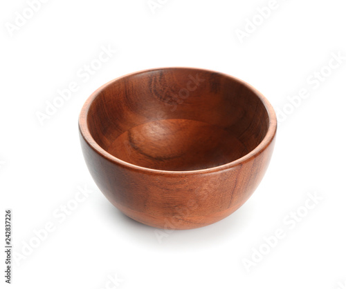 Wooden bowl on white background