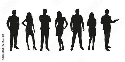 Business people, group of men and women isolated silhouettes