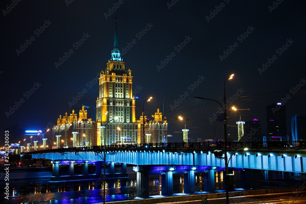 Russian Arcitecture with river and blue ights