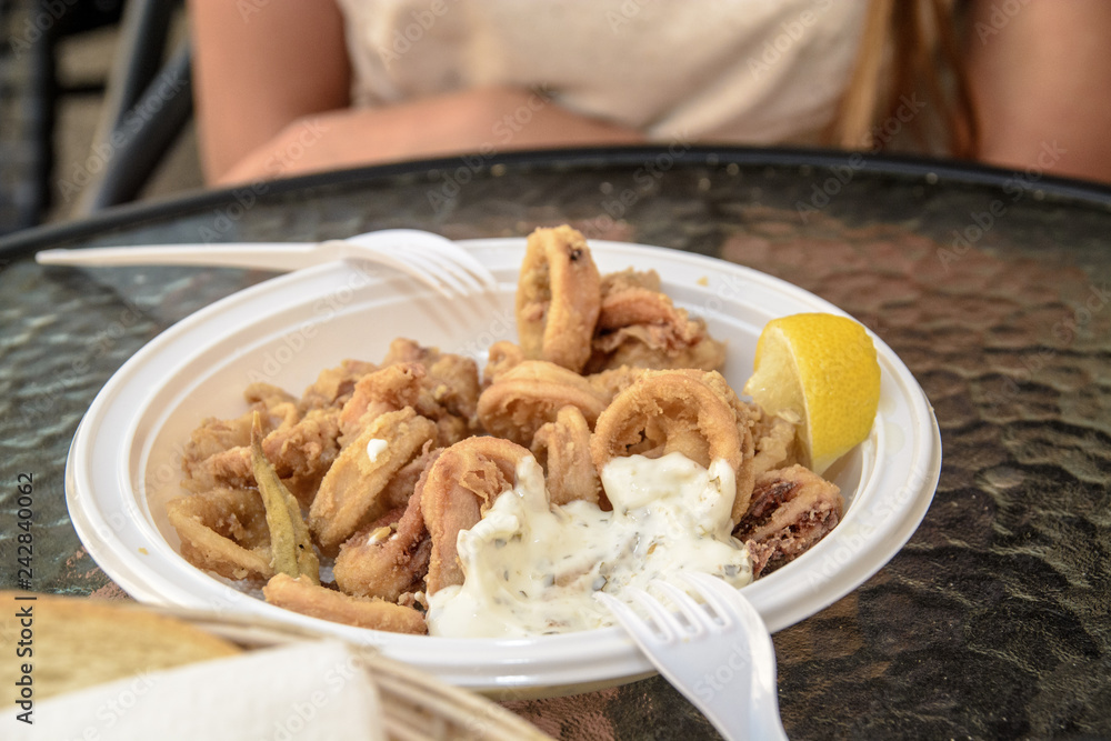Fried squids dish Fried squids dish