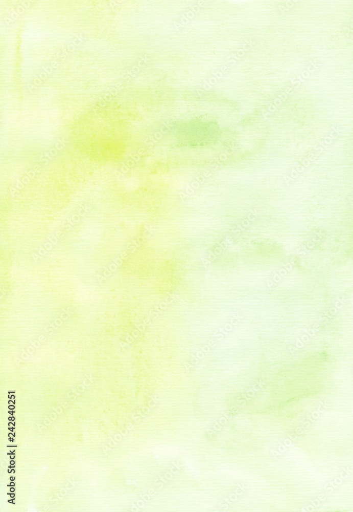 Watercolor yellow lemon background texture hand painted. Aquarelle lemon color stains on paper. Trendy pastel yellow watercolour backdrop. Vintage abstract wallpaper. Wash drawing cute backdrop. 