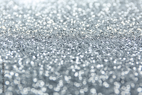 Closeup view of silver glitters