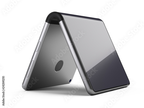 Billede på lærred Flexible foldable smartphone - in form blank card.