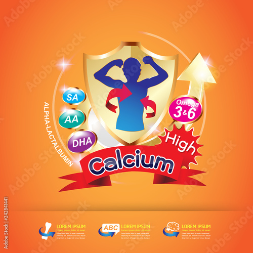 Kids Omega Calcium and Vitamin - Concept Logo Gold Kids