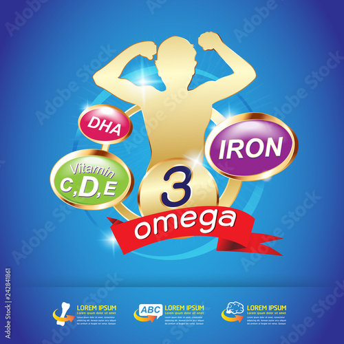 Kids Omega Calcium and Vitamin - Concept Logo Gold Kids