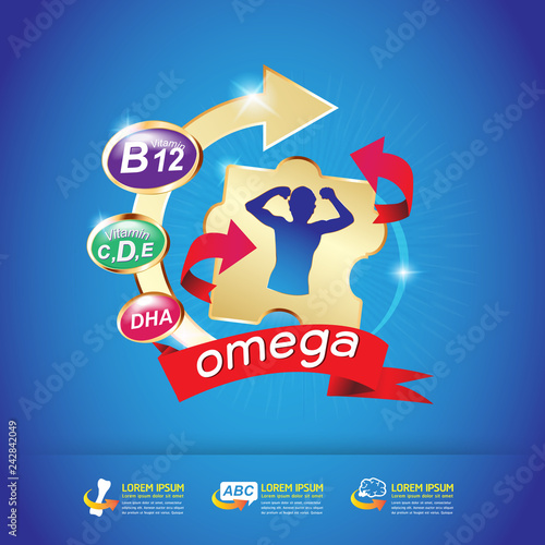 Kids Omega Calcium and Vitamin - Concept Logo Gold Kids