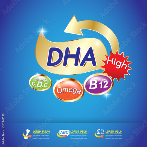 Kids Omega Calcium and Vitamin - Concept Logo Gold Kids