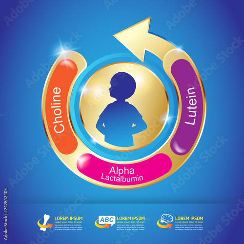 Kids Omega Calcium and Vitamin - Concept Logo Gold Kids