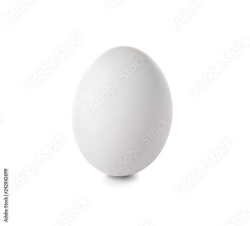 Fresh raw egg on white background