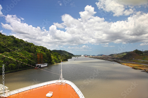 Cruise ship transits the Panama canal. photo